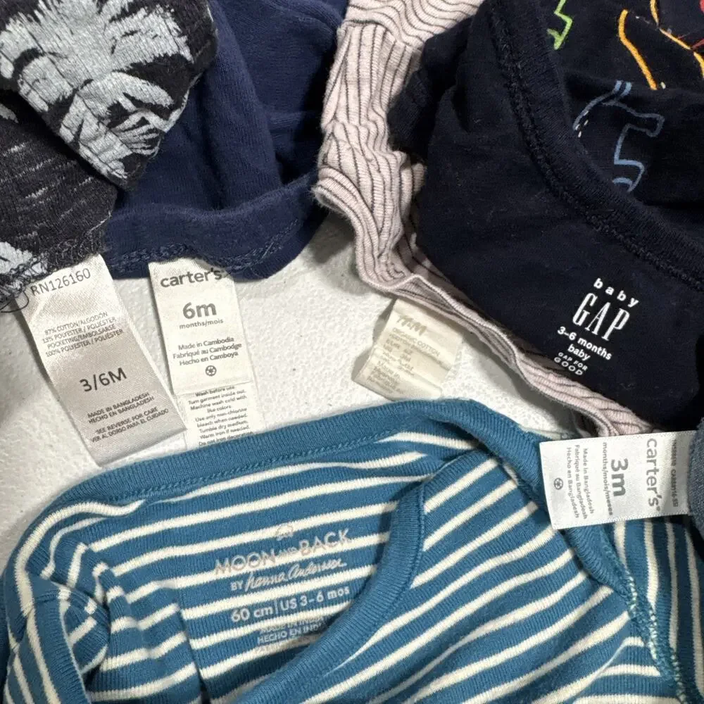 Lot of 6 Baby Boy 3, 3-6M Jumper Overall, Bodysuit, Pant Baby Gap, H&M, Carters